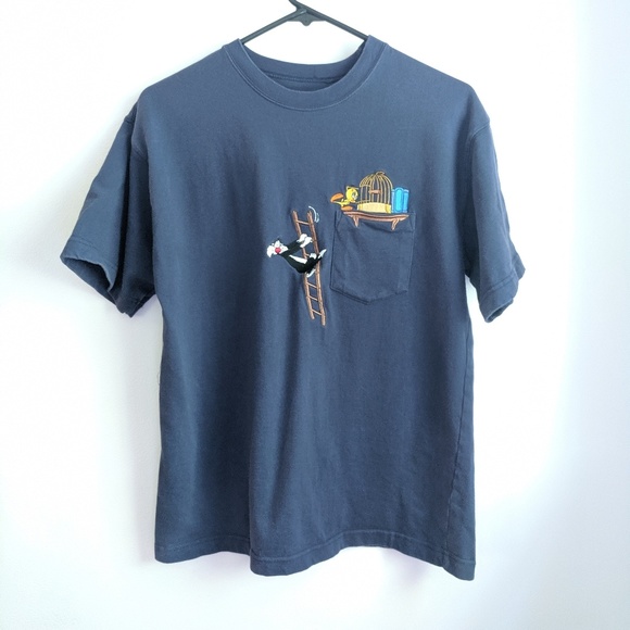 Warner Bros. Tops - Vintage 90s Looney Tunes Tweety Embroidered Tee